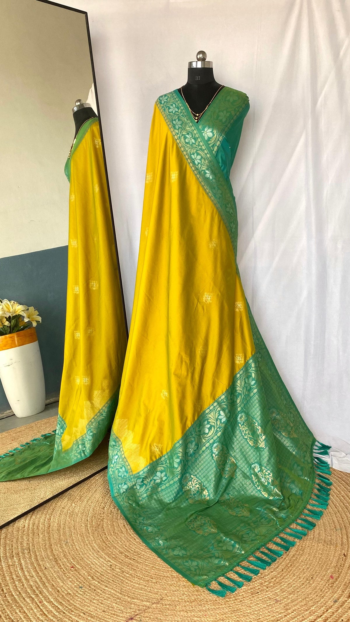Flattering Dual Tone Silk Mustard Color Saree