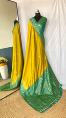 Flattering Dual Tone Silk Mustard Color Saree