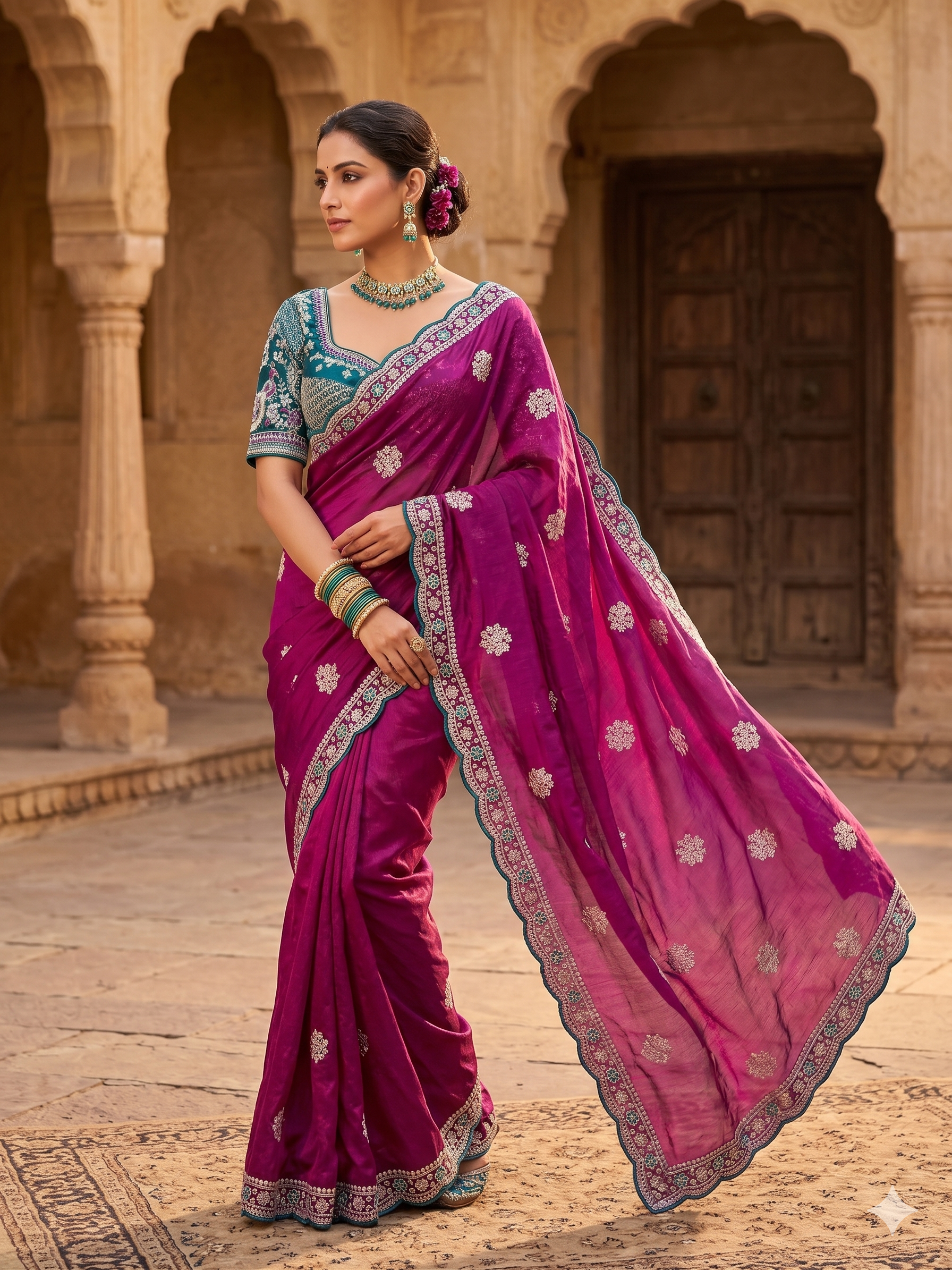 Luxe Fendy Satin Party Wear Saree