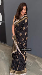 Stylish Kota Silk Jacquard Black Color Saree