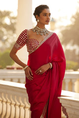 Bollywood Style Rangoli Silk Red Color Saree