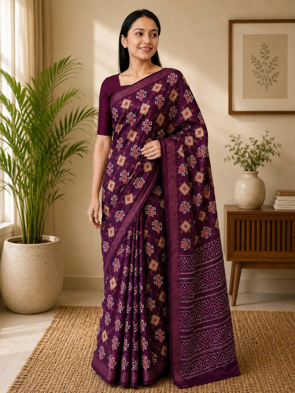 Soft Cotton Saree with Traditional Printed Motifs