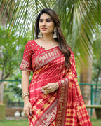 Soft Dola Silk Sibori Bandhej Saree with Zari Border