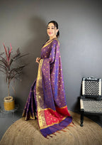 Banarasi Tissue Saree with Butti Weaving and Heavy Border