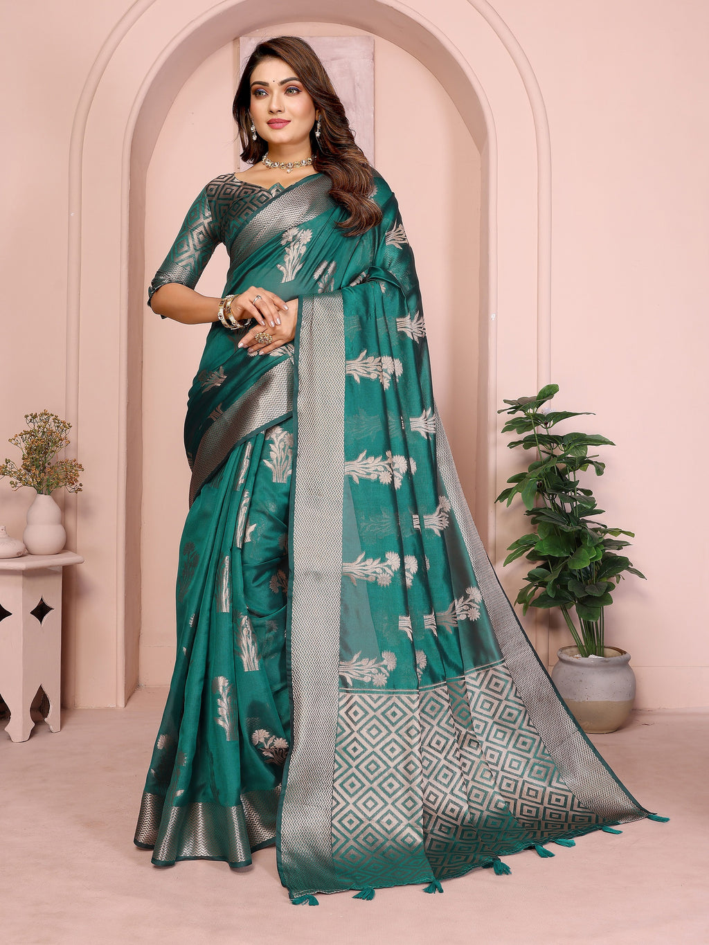 Soft Organza Silk Banarasi Saree with Butta Weaving