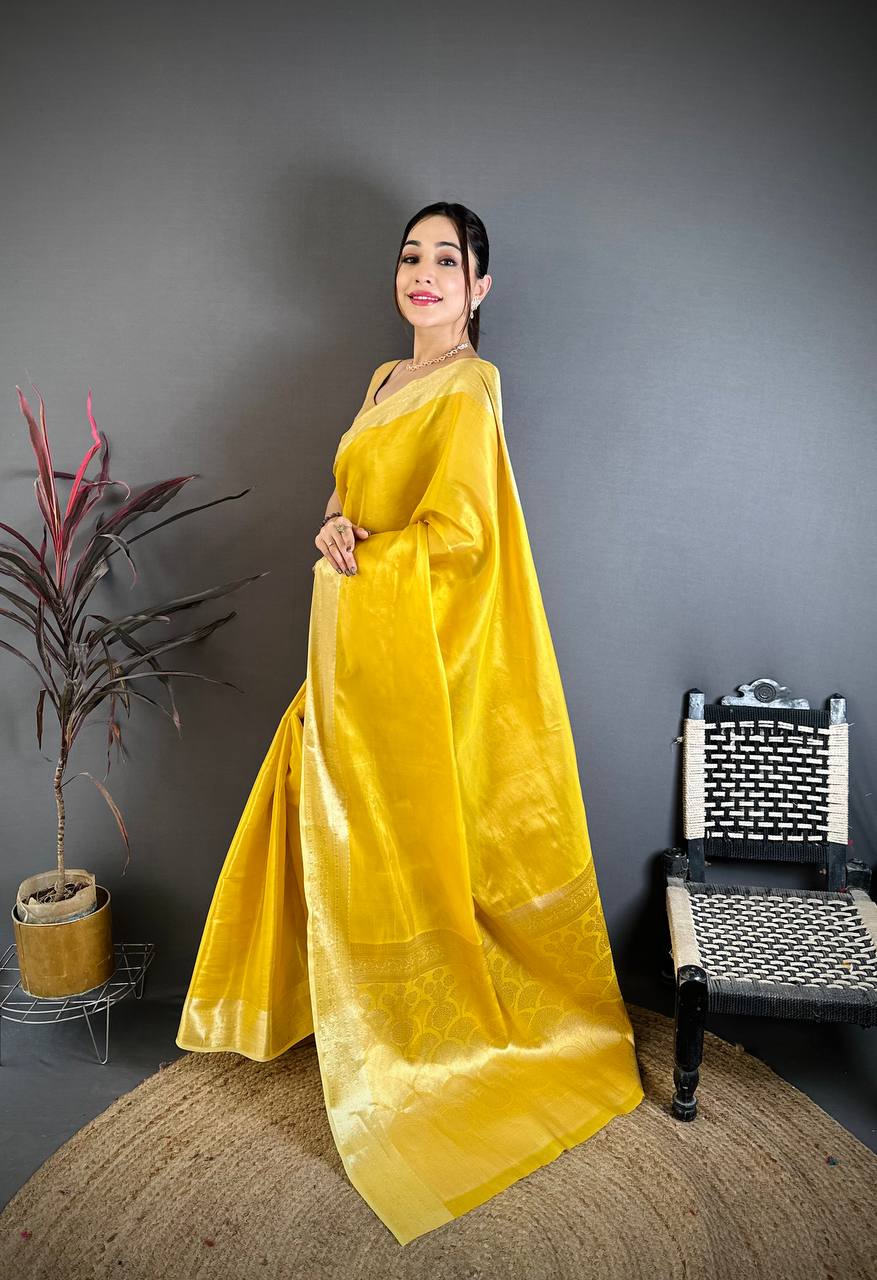 Banarasi Soft Tissue Silk Saree with Copper Zari Weaving