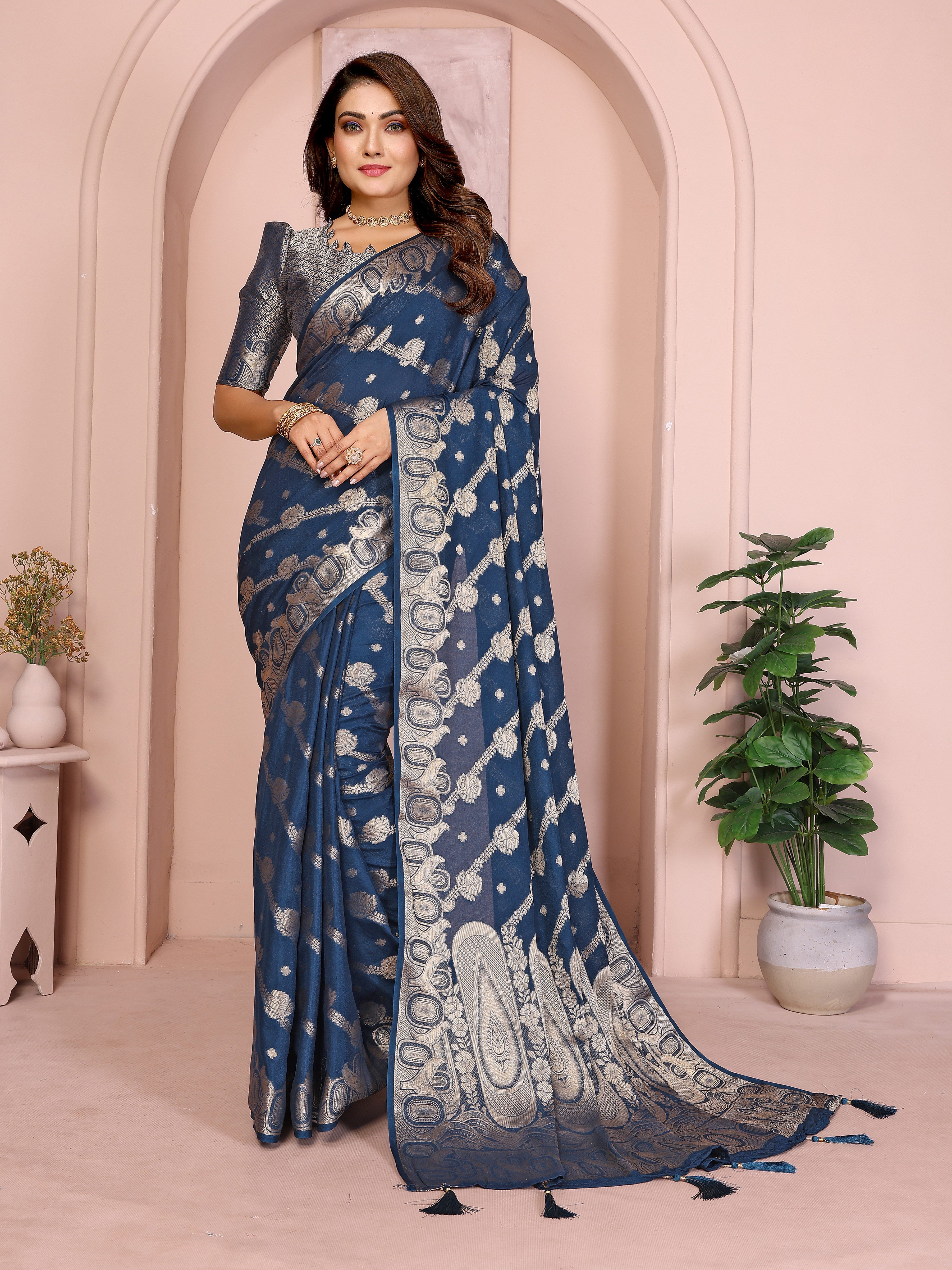 Banarasi Silk Saree with Leheriya Weaving