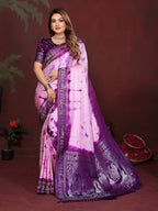 Sibori Bandhej Soft Satin Silk Zari Border Saree
