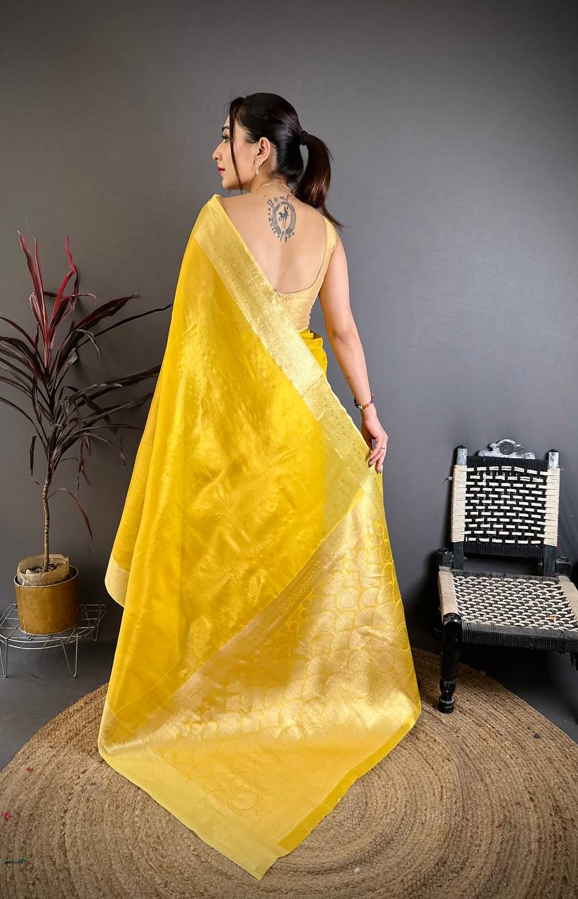Banarasi Soft Tissue Silk Saree with Copper Zari Weaving