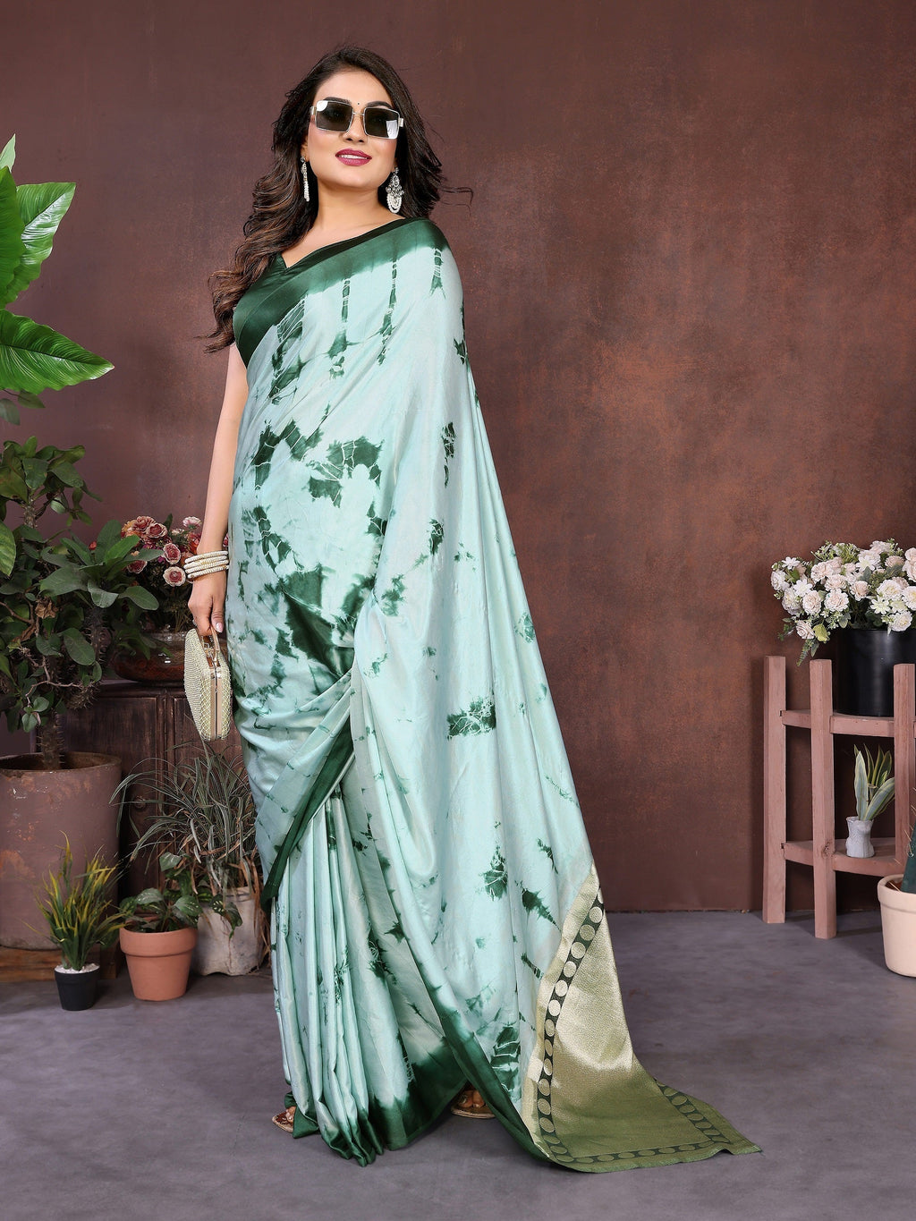 Lagdi Patta Pallu Soft Satin Silk Sibori Saree
