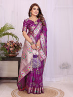 Dola Silk Bandhej Khadi Print Saree with Kanchi Border