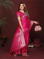 Luxury Soft Satin Silk Hand Dyed Gala Pallu Saree