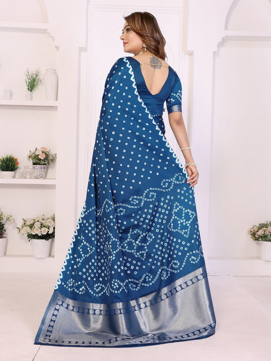 Hand Dyed Lagadi Patta Pallu Bandhej Saree
