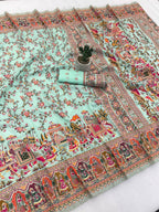 Pure Soft Pashmina Silk Saree with Kashmiri Woven Pallu
