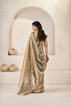 Designer Gold Zari With Soft Linen Cotton Silk Saree