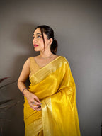 Banarasi Soft Tissue Silk Saree with Copper Zari Weaving