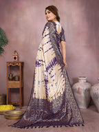Broad Zari Weaving Border Sibori Design Saree