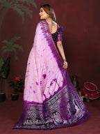 Sibori Bandhej Soft Satin Silk Zari Border Saree