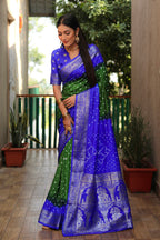 Pure Bandhej Silk Saree with Tissue Pallu