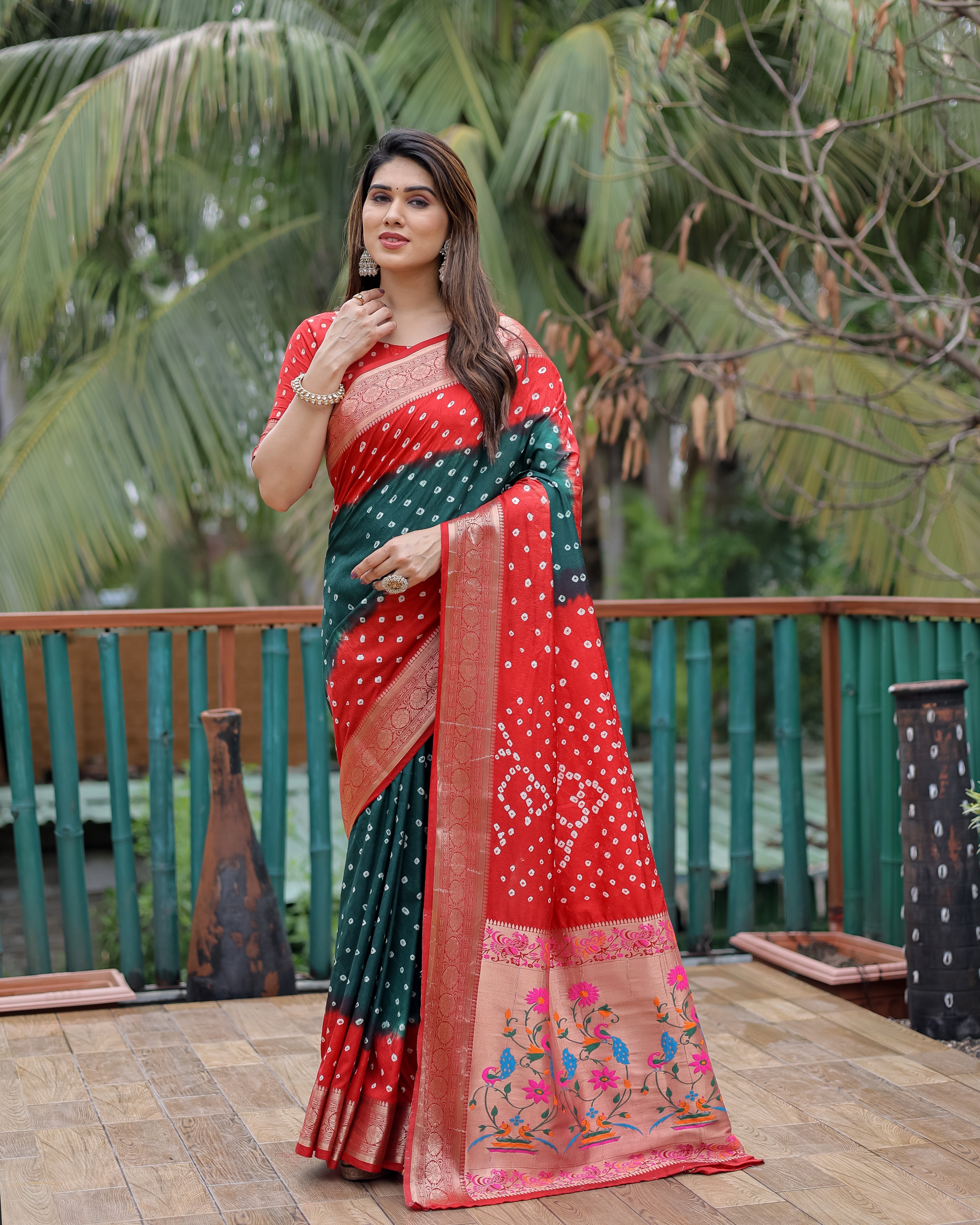 Dola Soft Silk Bandhej Paithani Saree