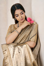Designer Gold Zari With Soft Linen Cotton Silk Saree