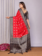 Zari Butta and Contrast Border Satin Silk Saree