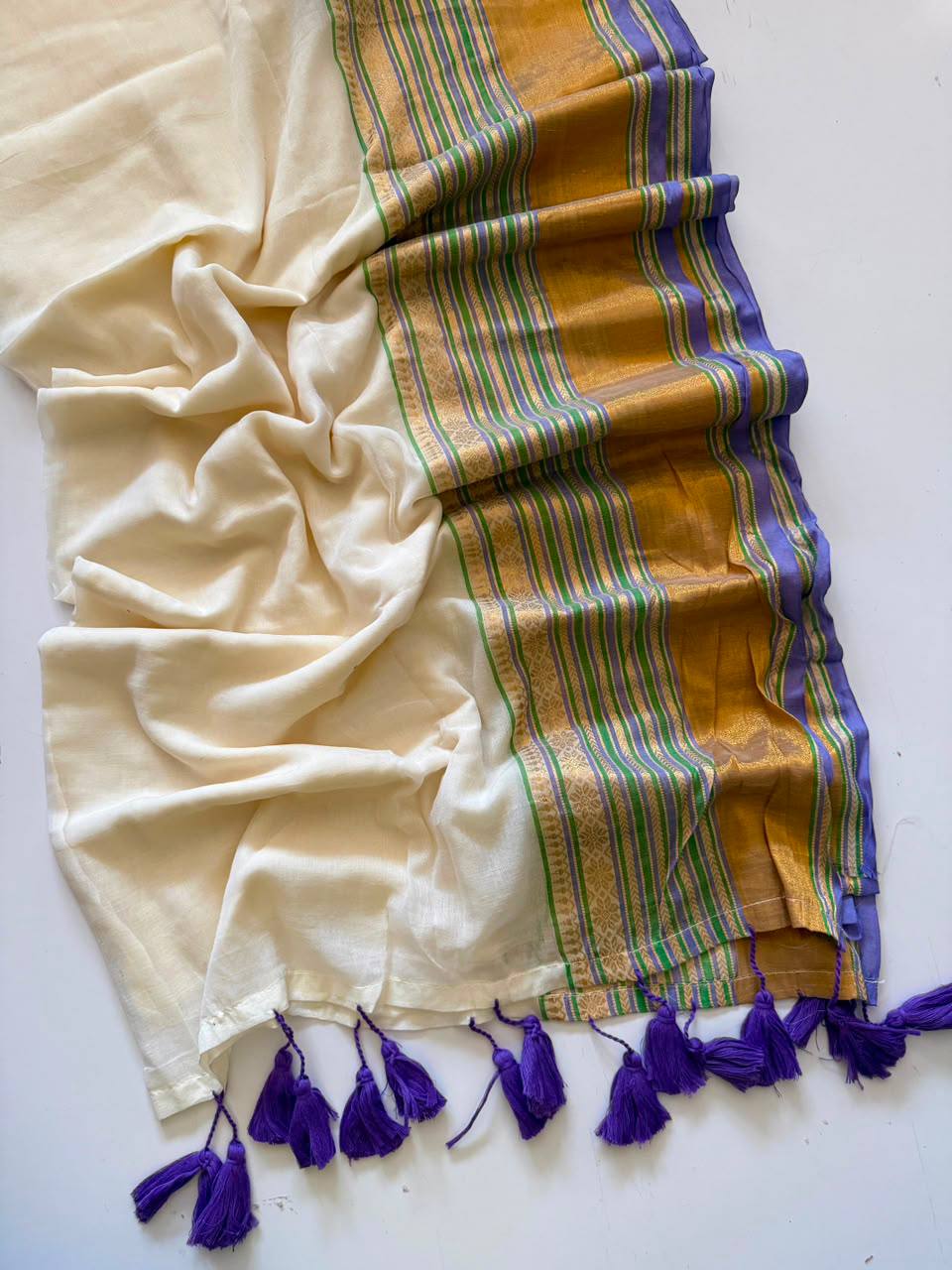 Royal Kanchi Cotton White Saree