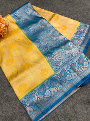 Gorgeous Kanjivaram Lemon & Sky Color Silk Sarees