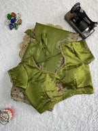 Green Tesla Silk Embroidered Saree