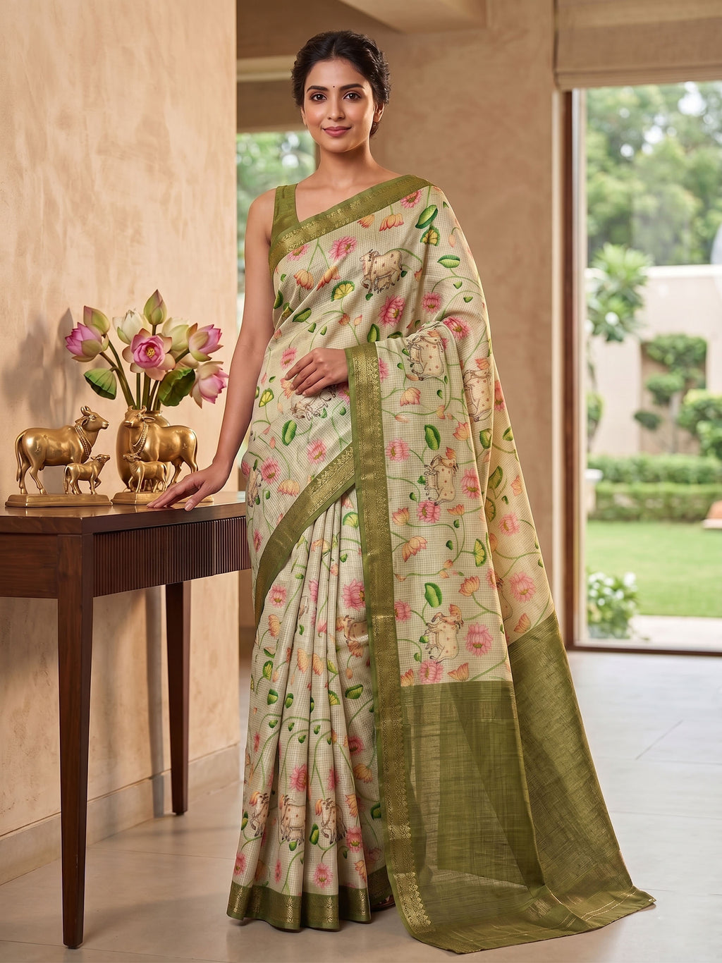 Soft Tussar Silk Digital Print Saree