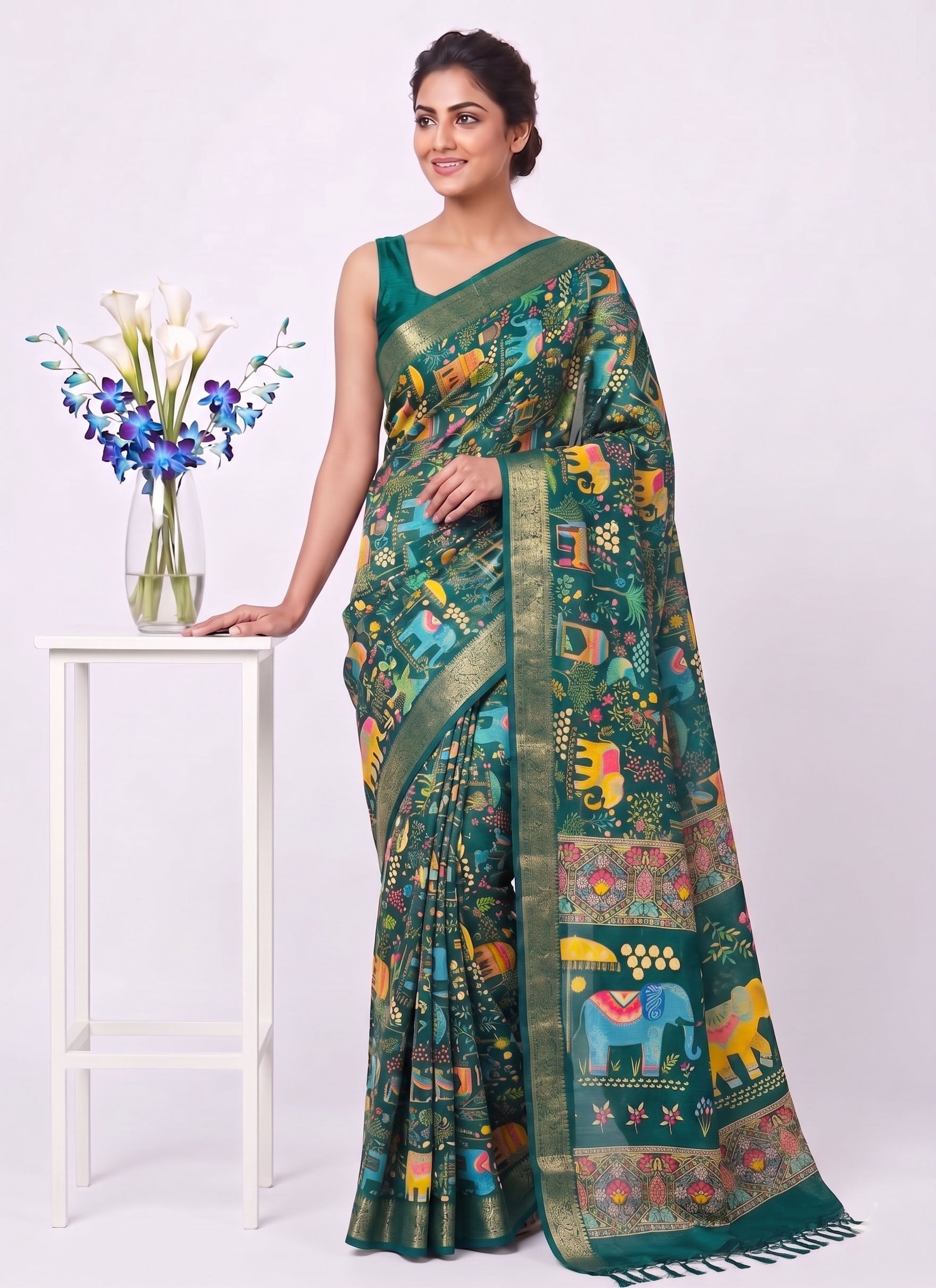 Elegant Digital Print Cotton Saree