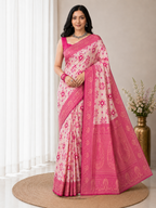 Elegant Silk Blend Saree With Traditional Zari Weaving