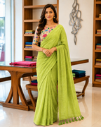 Elegant Khadi Cotton Saree with Magic Cotton Blouse