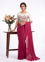 Khadi Cotton Designer Saree with Heavy Embroidered Blouse