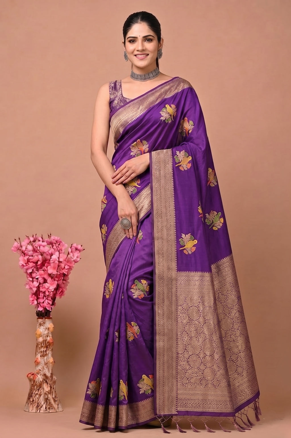 Perot Design Nylon Kadi Crepe Georgette Saree