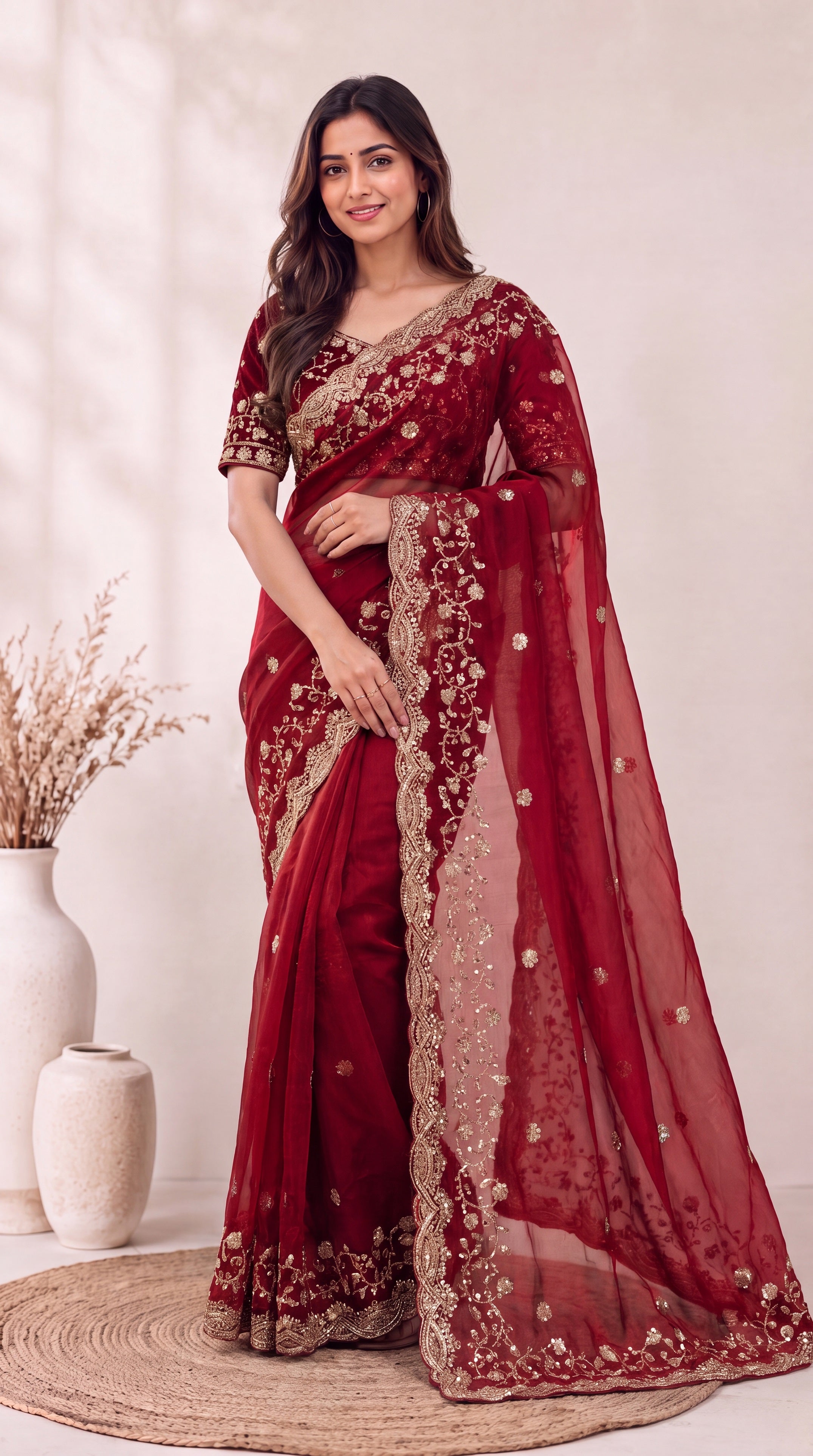 Premium Soft Fandy Satin Silk Saree with Cut Dana Work