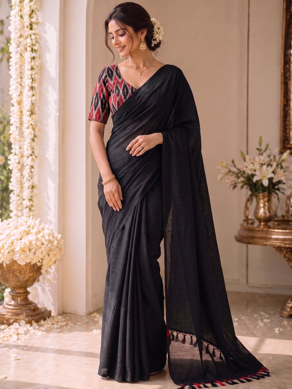 Handloom Khadi Cotton Saree with Magic Blouse