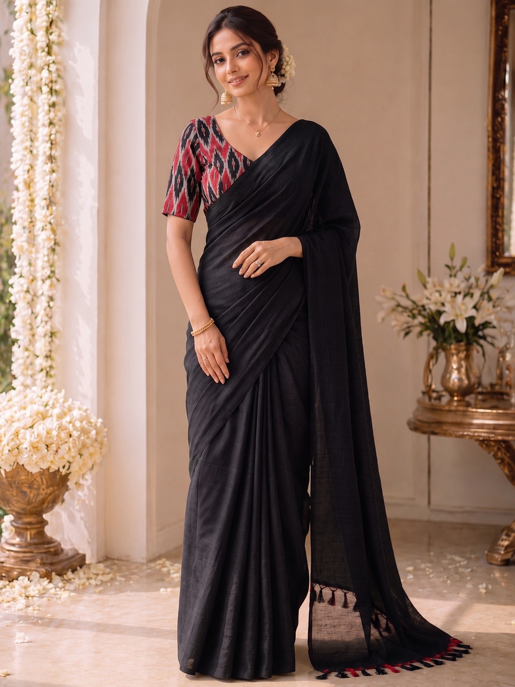 Handloom Khadi Cotton Saree with Magic Blouse