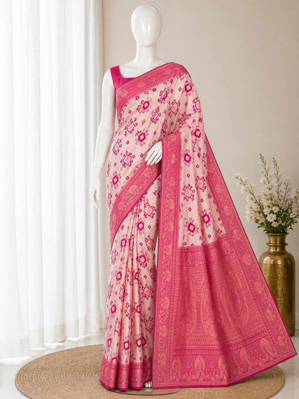 Elegant Silk Blend Saree With Traditional Zari Weaving