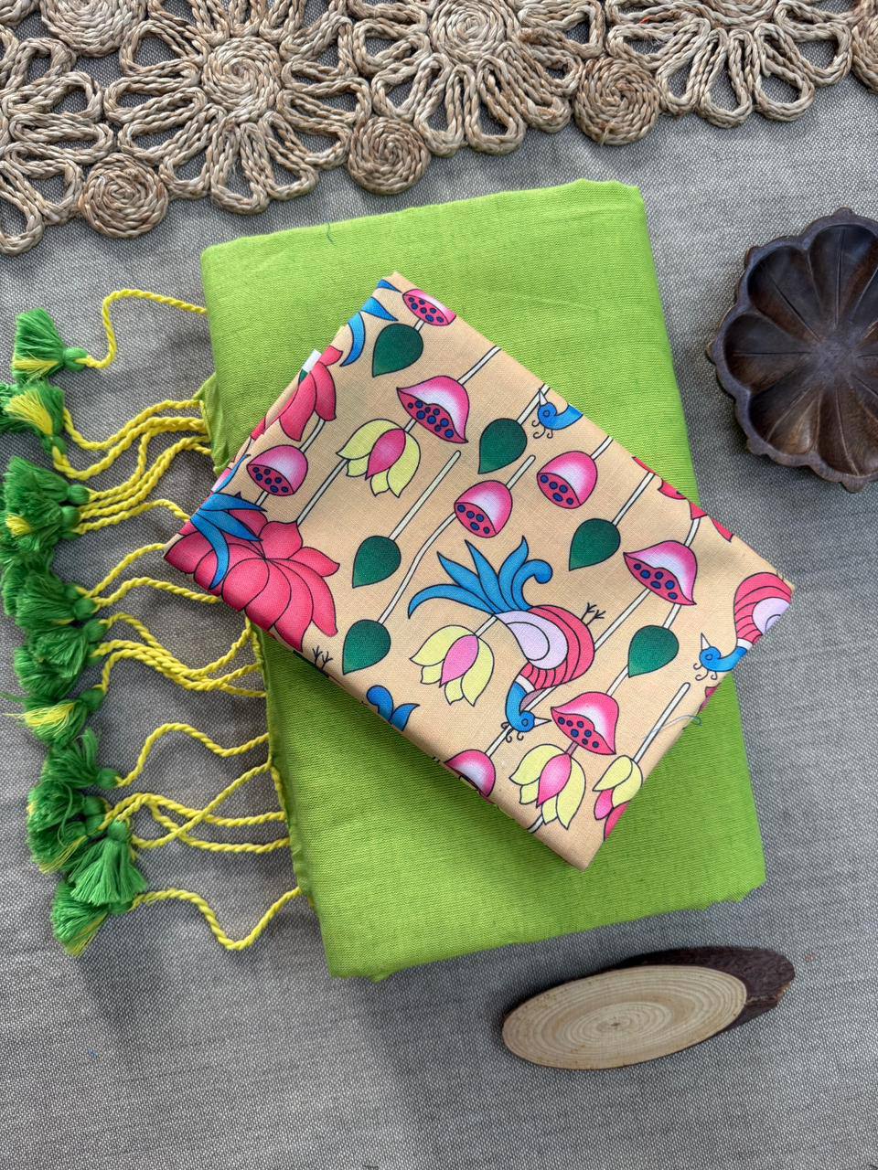 Elegant Khadi Cotton Saree with Magic Cotton Blouse