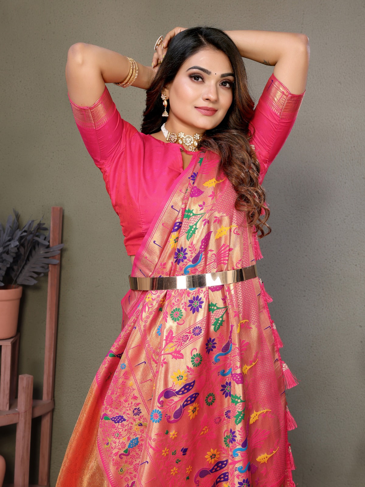 Banarasi Tissue Silk Saree with Paithani Border