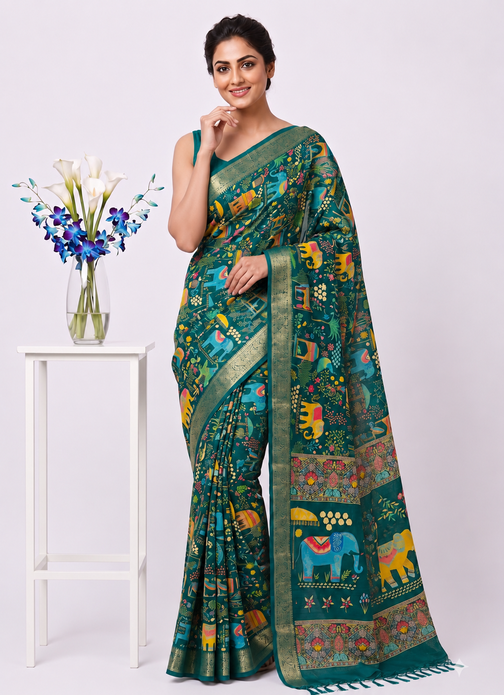 Elegant Digital Print Cotton Saree