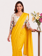 Classic Cotton Weave Saree With Stitched Blouse