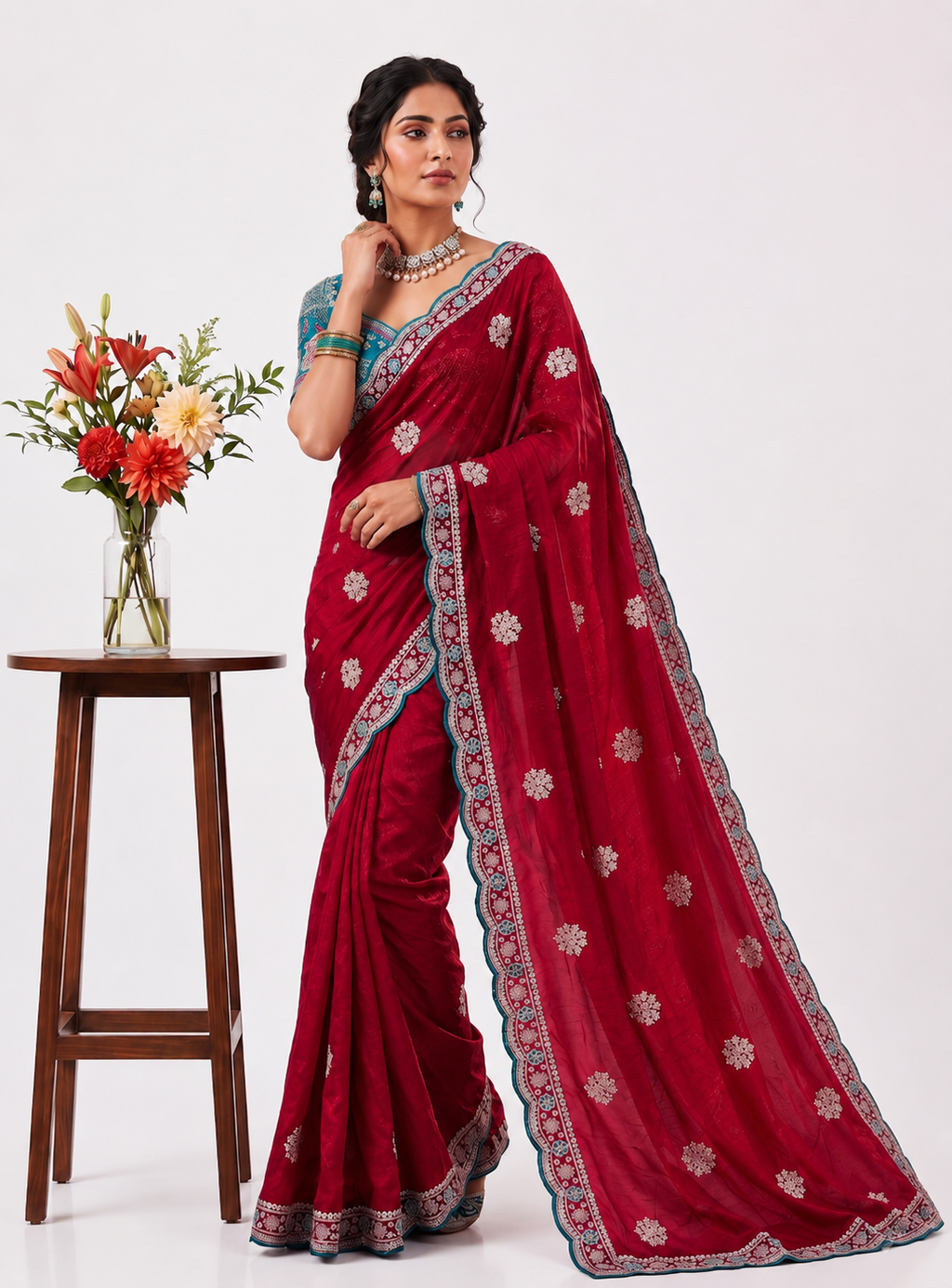 Luxe Fendy Satin Party Wear Saree