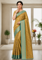Golden Flower Zari Weaving Designer Saree