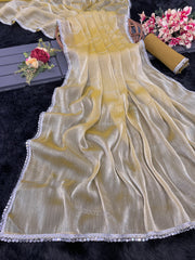 Awesome Burberry Silk Yellow Color Saree