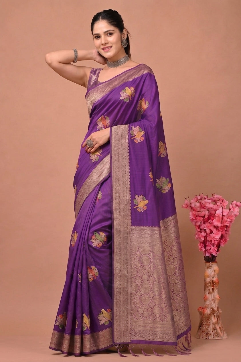 Perot Design Nylon Kadi Crepe Georgette Saree