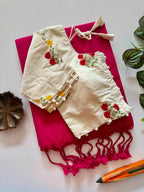Elegant Khadi Cotton Saree with Embroidered Padded Blouse