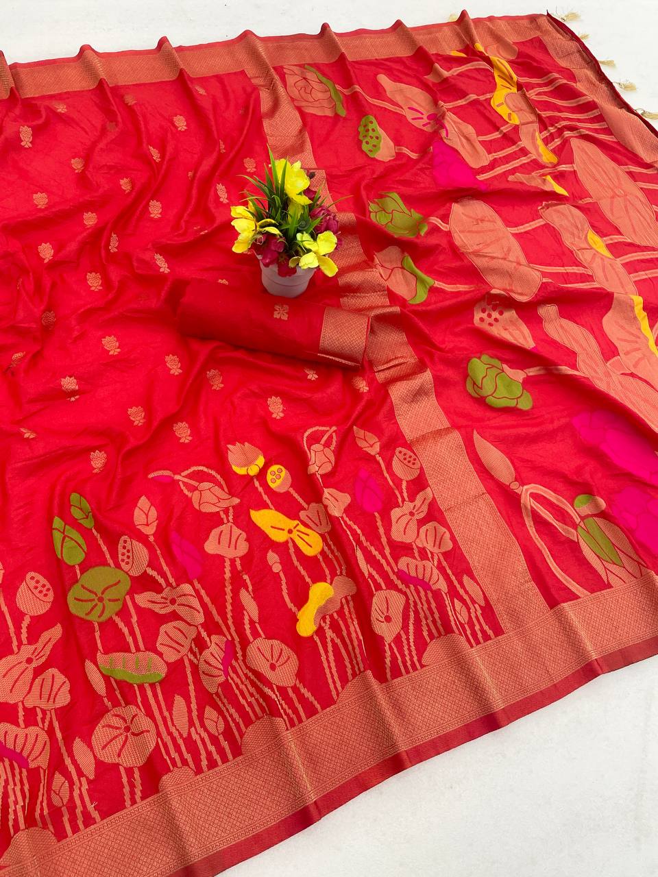 Hand Dyed Nylon Kadi Crepe Georgette Saree
