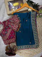 Rangoli Silk Embroidered Saree with Designer Stitched Blouse